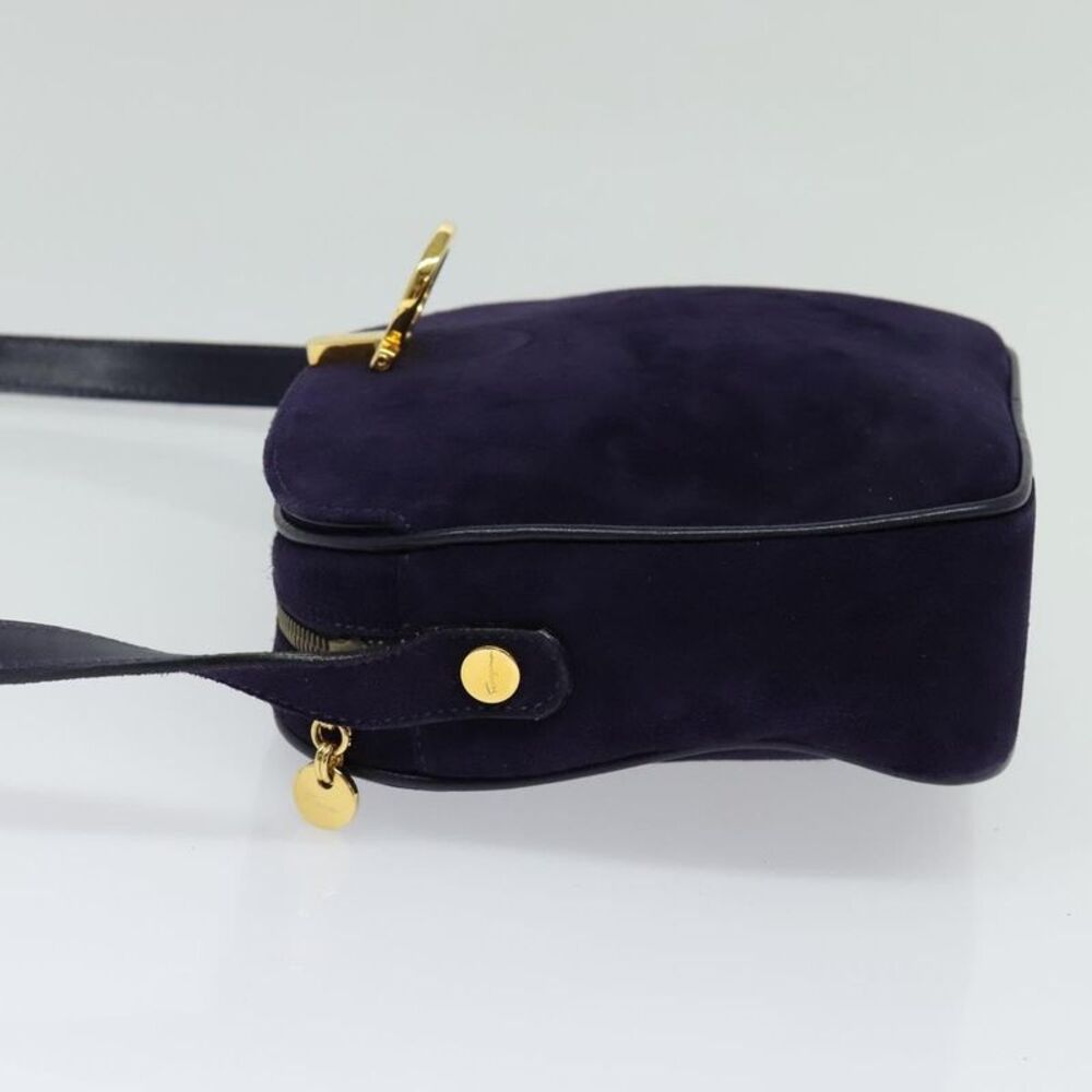 Salvatore Ferragamo Gancini Suede Purple Suede Shoulder Bag Bag - Picture 3 of 16